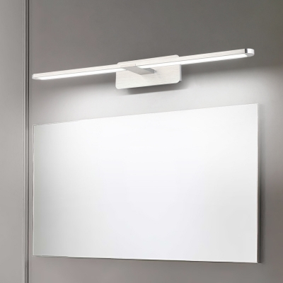 Integrated Led Linear Wall Lamp Modern Simple Metal Bathroom Lighting in Nickel/Silver