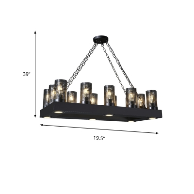 Iron Tube Shade Hanging Pendant Light Multi Light Kitchen Island Chandelier in Bronze/Black