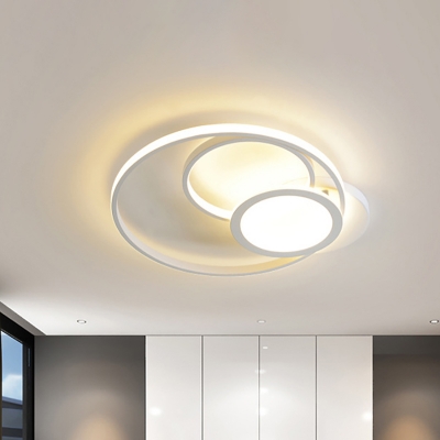 Metal Halo Ring Flush Mount Lighting Minimalist Led Ceiling Flush Lamp in Black/White
