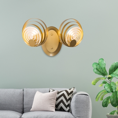 Modern Gold Wall Light Circular Shade 1/2 Lights Metal and Clear Crystal Wall Lamp for Dining Room
