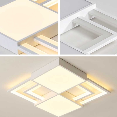 Modern Square Flush Mount Ceiling Light with Metal Shade and Acrylic Diffuser Led White Flush Light