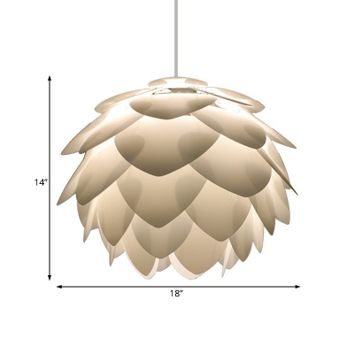 Plastic Pinecone Hanging Ceiling Light Nordic 1 Light White Pendant Lamp for Bedroom