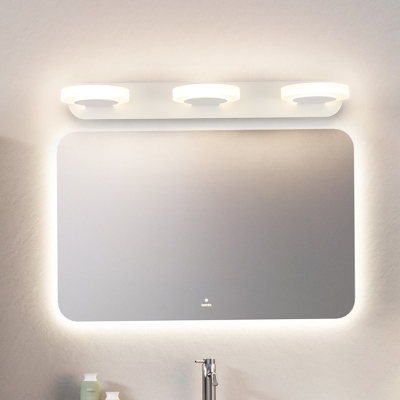 3 Round Vanity Lighting Modern Acrylic Integrated Led Vanity Mirror Light in White