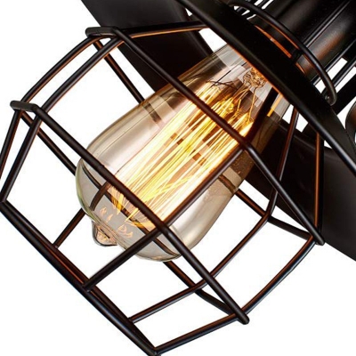 Black Wire Cage Hanging Ceiling Light Industrial Farmhouse Metal 1 Light Mini Pendant Lamp with Plug In Cord
