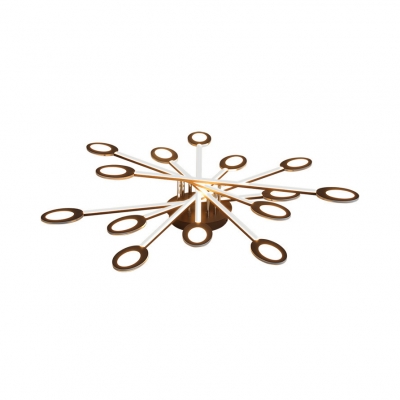 Crossed Lines Semi Flush Mount Lighting Modern Metal 3/4/5/7 Lights Ceiling Light Fixture in Brown