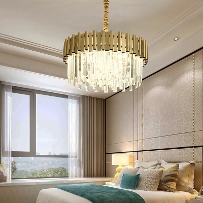 Crystal Metal Round Pendant Lights Modern Round Pendant Chandelier in Gold for Dining Room