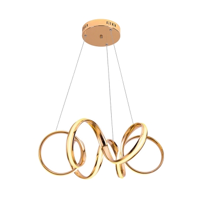 Cycle Led Hanging Light Modern Metal Single Pendant Lighting in Gold for Living Room