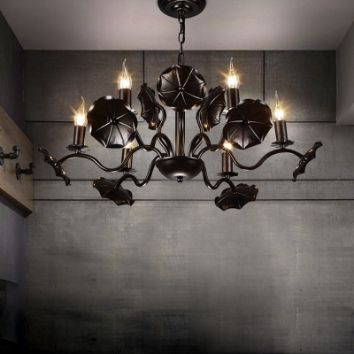 Industrial Style Lotus Leaf Chandelier Light Wrought Iron Multi Light Pendant in Rust with 39