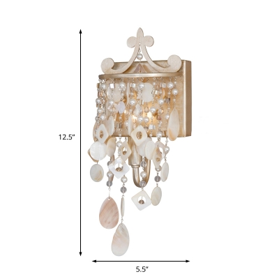 Open Bulb Metal Wall Mount Lamp 1/3-Light Modern Shell Sconce Light Fixture with Pearl in Gold