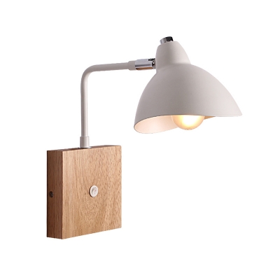 Waveforms Metal Wall Mounted Lamp Contemporary 1 Light White Wall Light Sconce with Square Wooden Backplate