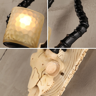 1 Light Gazelle Wall Mount Light with Water Glass Shade Rustic Country Style Resin Indoor Lighting in Beige