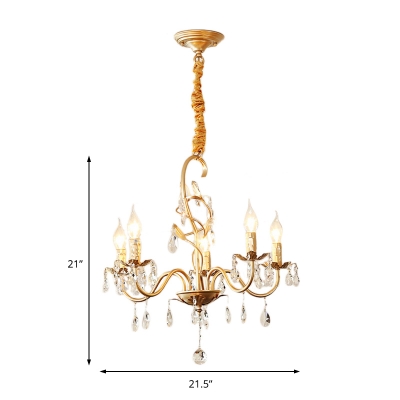 5/8 Light Candle Chandelier Light Modern Crystal Pendant Chandelier in Gold for Dining Room