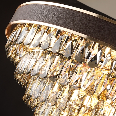 9/12 Lights Multi Layer Chandelier Contemporary Faceted Crystal Hanging Light in Gold, 19.5