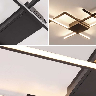 Abstract Flush Mount Lighting Modern Black LED Ceiling Flush Light with Silica Gel Shade
