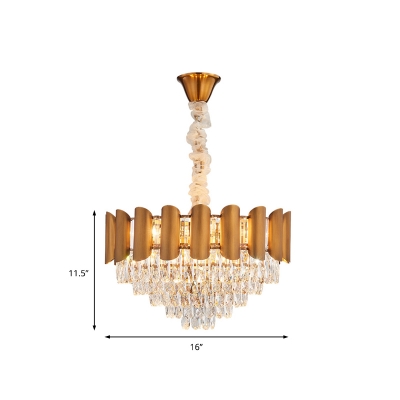 Brass Geometric Pendant Light Fixture Modern Crystal Metal Hanging Chandelier Light in Brass for Indoor