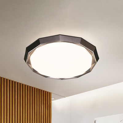 Brown Round Flush Mount Lighting With Frosted Diffuser Modern Metal