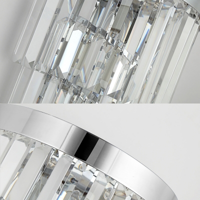 Clear Crystal Chandelier Wall Lamp Contemporary 2 Heads Living Room Sconce in Chrome