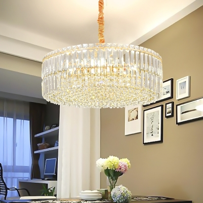 Clear Crystal Drum Hanging Lamp 6/8 Lights 19.5