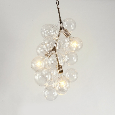 Clear Glass Bubble Pendant Lighting Mid Century Modern 3/5 Lights Hanging Chandelier in Gold