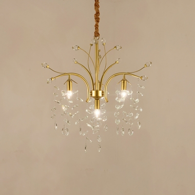 Gold Down Lighting Chandelier Mid-Century Modern 4/7 Lights Metal Chandelier Light with Crystal Decoration