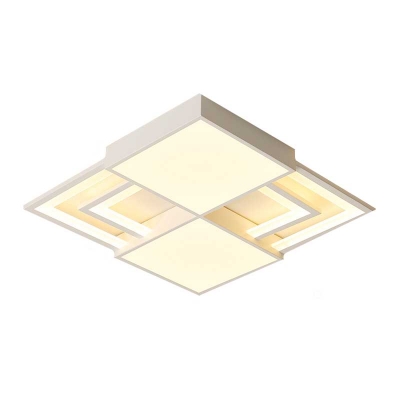 Modern Square Flush Mount Ceiling Light with Metal Shade and Acrylic Diffuser Led White Flush Light