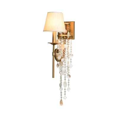 Traditional Torch Sconce Light with Clear Crystal 1 Light Shaded/Shadeless Wall Lighting in Brown/Gold