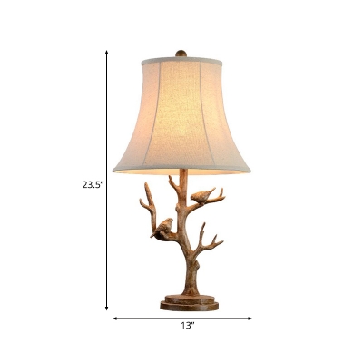 Tree Table Lighting with White Empire Shade 1 Head Rustic Decorative Table Lamp for Bedroom