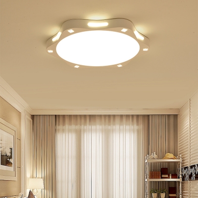 White Flower Flush Mount Lighting Modernism Metallic Led Flush Ceiling Light for Living Room, 19