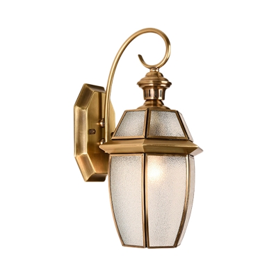 1 Head Lantern Sconce Light Clear Dimple Glass Traditional Wall Mount Lighting for Porch