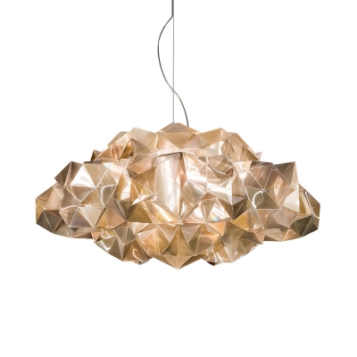 Acrylic Cloud Pendant Lamp with Faceted Design 4 Bulbs Post Modern Hanging Ceiling Light in Clear/Gold