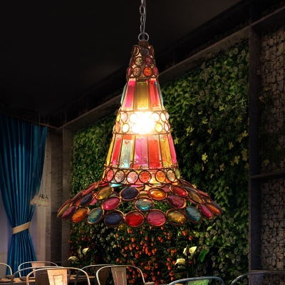 Antique Style Flared Hanging Lamp 1 Light Metal Restaurant Pendant Lighting in Copper