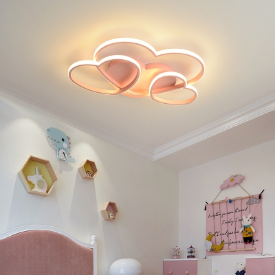 Gold/Pink/White Heart Flush Ceiling Lamp Modern Metal Integrated Led Flush Mount Lighting, 19.5
