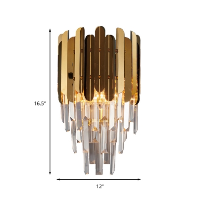 K9 Crystal Wall Lighting with Sheetmetal Contemporary 1 Light Sconce Light Fixture in Brass for Bedroom