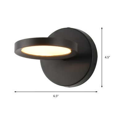 Rotatable Round Wall Sconce Light Modern Metal 1 Light Black/Gold Mini Wall Lighting in Third Gear