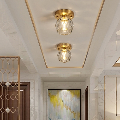 Round Design Crystal Ceiling Lamp Modern Metal Ceiling Light for Living Room Bedroom Corridor