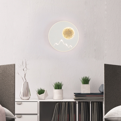 Round/Square Wall Mount Light with Mountain View Modern Decorative Black/White Led Wall Lighting
