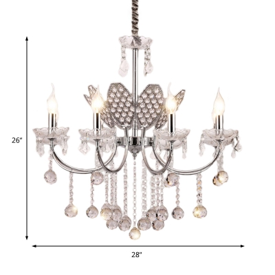 Silver Candle Chandelier Lighting Fixture Mid-Century 3/5/8 Light Crystal Ball Ceiling Chandelier