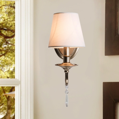 1/2-Bulb Conical Wall Light with Crystal Decoration Lodge Wall Lighting Fixture in Gold Finish