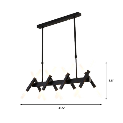 16/20 Lights Linear Island Chandelier with Opal Glass Shade Contemporary Kitchen Island Lighting in Black/Gold