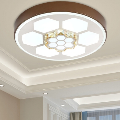 Acrylic Flower Ceiling Mount Light Dining Room Modern LED Ceiling Lamp in Brown/White