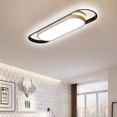 Acrylic Rectangle/Oval LED Flush Ceiling Light Simple Warm/White Lighting Ceiling Lamp in White for Hallway
