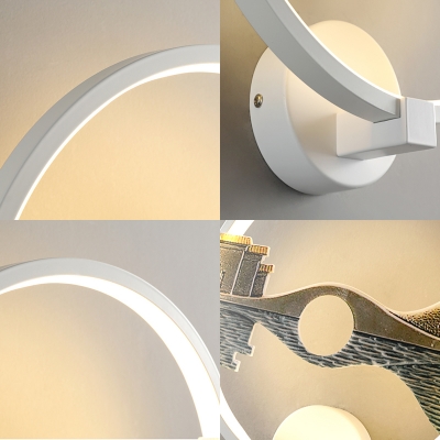 Art Deco Ring Wall Lighting with Landscape Design Metal Integrated Led Indoor Lighting