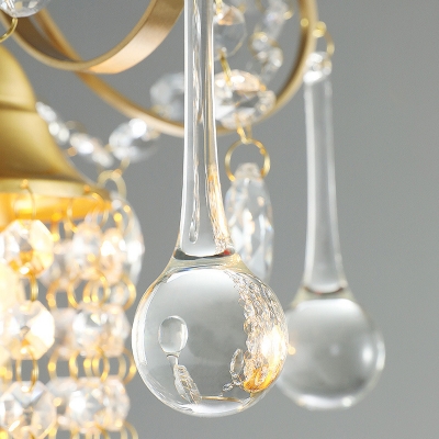 Clear Crystal Mini Ceiling Pendant 1 Light Mid Century Modern Suspended Lamp in Gold for Kitchen Island