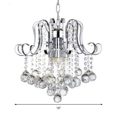 Crystal Ball Hanging Pendant Light Contemporary 4 Lights Chandelier Lamp for Foyer