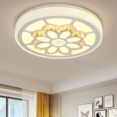 Crystal Flower LED Ceiling Light Contemporary Acrylic Ceiling Mount Light in Brown/White for Bedroom
