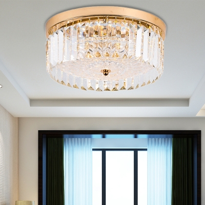 Drum Led Flush Lamp With Prism Faceted Glass Modern Flush Ceiling