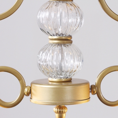Gold Bell Island Light Fixture Modern Glass Crystal 2 Heads Hanging Lamps in Gold