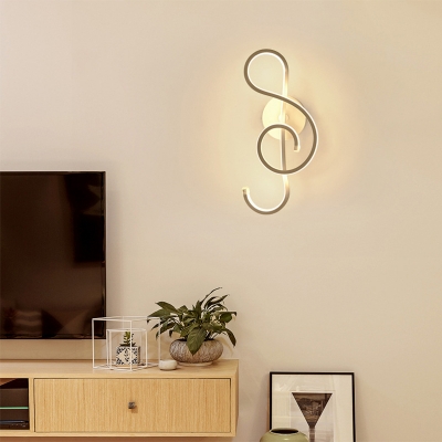 Musical Note Wall Light Fixture Modern Decorative Led White Sconce Lighting for Home