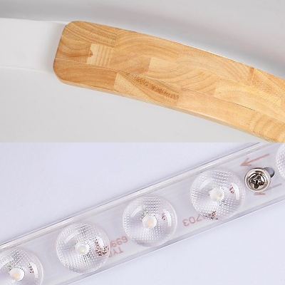 Natural/Warm/White Light Circle Flush Light Contemporary Acrylic LED Flush Mount Lighting Fixture in Wood, 18