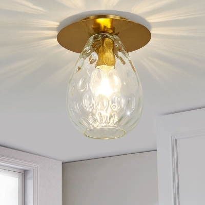 Pear Shaped Dimple Glass Flush Mount Lamp Nordic 1 Light Clear Flush Mount Light Fixture for Living Room
